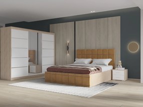 Set dormitor Royal 250, Bej cu Dulap Sonoma/Alb