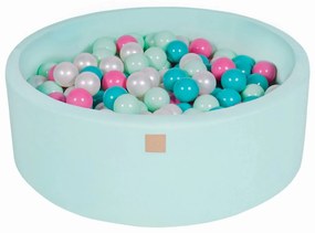 Piscina uscata cu 200 de bile (Alb perlat, Turcoaz, roz, mint) MeowBaby  , 90x30 cm, Mint