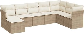 vidaXL Set canapele de grădină, 8 piese, cu perne, bej, poliratan