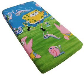 Cearceaf 140x70 cm, cu elastic, sponge bob