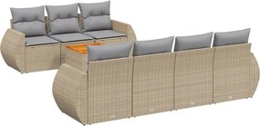 vidaXL Set canapele de grădină, 8 piese, cu perne, bej, poliratan