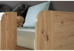 Pat pentru copii combinat 90 cm Sami 2 (Stejar artisan + alb mat + mânere negre). 1085815
