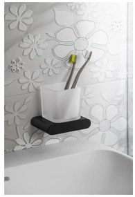 Suport pentru periuța de dinți alb de montat pe perete din sticlă Flori – Sapho