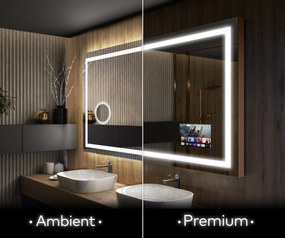 Oglinda moderna dreptunghiulara baie cu LED L15 oglinda pe perete rama aurie cu Difuzor Bluetooth