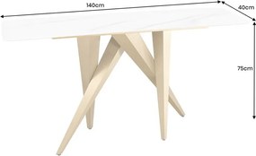 Consola design modern, Metal, Auriu, Ceramica, Alb, ART LIVING 140cm