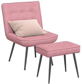 vidaXL Scaun de relaxare cu taburet, roz, catifea