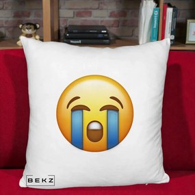 Perna Decorativa Emoji Plange, 40x40 cm, Alb Pufos, Husa Detasabila, Perna Inclusa, BEKZ®