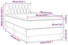 Pat box spring cu saltea, gri inchis, 90x190 cm, textil Morke gra, 90 x 190 cm, Design cu nasturi