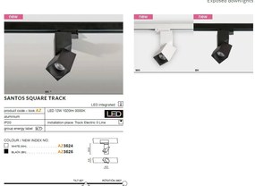 Spot LED directionabil pe sina SANTOS SQUARE TRACK negru