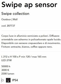 Aplica LED cu senzor de miscare pentru exterior IP54 Swipe ap neagra