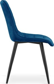 Scaun de dining SPLIT VELVET cu picioare negre, albastru