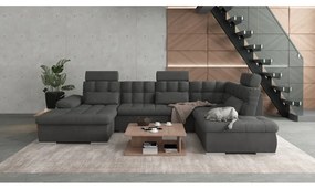 Colțar gri antracit extensibil, cu spațiu de depozitare (cu colț pe partea dreaptă, în formă de "U") Merkur – Ropez