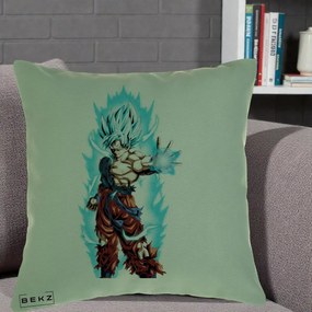 Perna Personalizata Dragon Ball Goku Ultra Instinct Blue, 40x40 cm, Verde, Husa Detasabila, Perna Inclusa, BEKZ®
