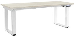 Masă înălțime reglabilă OfficeTech Strong 180 x 80 cm, picioare albe, frasin alb