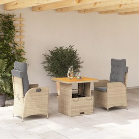 3277481 vidaXL Set mobilier de grădină cu perne, 3 piese, bej, poliratan