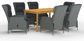 vidaXL Set mobilier de grădină, 7 piese, gri deschis