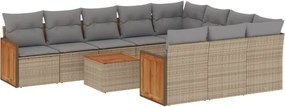 vidaXL Set canapele de grădină cu perne, 11 piese, bej, poliratan