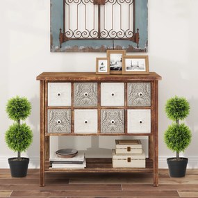 HOMCOM Set de 2 plante artificiale decorative, bile de buxus 60 cm cu ghiveci, plastic, verde | Aosom Romania