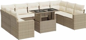 vidaXL Set canapele de grădină cu perne, 10 piese, bej, poliratan