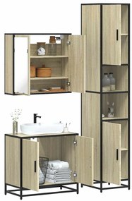 vidaXL Set mobilier de baie, 3 piese, stejar sonoma, lemn prelucrat