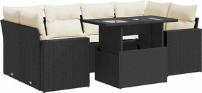 vidaXL Set canapele de grădină cu perne, 7 piese, negru, poliratan