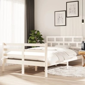 3101279 vidaXL Cadru de pat, alb, 120x200 cm, lemn masiv de pin