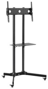 HOMCOM Carucior Suport Televizor cu Roti pentru TV 32-65" s VESA Maxim 600x400mm, Inaltime si Unghi Reglabile, Negru