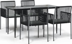 vidaXL Set mobilier grădină cu perne, 5 piese, negru, poliratan & oțel