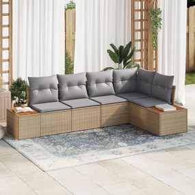 vidaXL Set de canapea de grădină cu perne Bej Ratan Poli Acacia