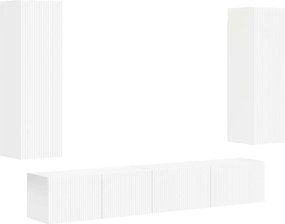 vidaXL Set comodă TV Pe perete 3 pcs Alb Lemn compozit