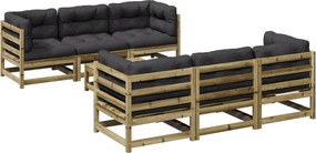 vidaXL Set canapele grădină cu perne, 7 piese, lemn de pin tratat