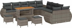 vidaXL Set de canapele pentru grădină cu pernă 14 pcs Gri