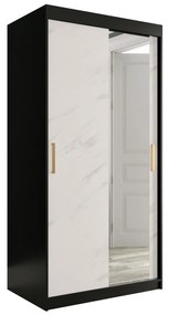 Dulap de haine 100 cm Marbelo T2 (mat negru + marmură albă). 1064582