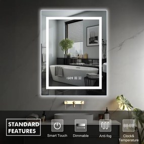 IREDA Oglindă de baie cu iluminare LED, 60 x 80 cm