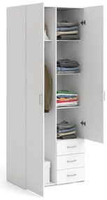 Șifonier alb 78x200 cm Space – Tvilum