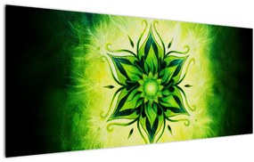 Tablou - Mandala de flori, fundal verde (120x50 cm)