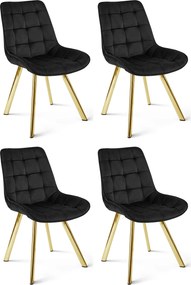 OFERTA Scaun de dining SORIA VELVET cu picioare aurii, negru calitatea II