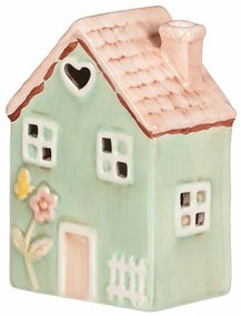 Căsuță din ceramică cu LED, 10 x 7 x 14 cm,primăvară, verde închis