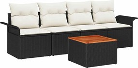 vidaXL Set de canapele pentru grădină cu pernă 5 pcs Negru poliratan