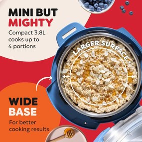 Multicooker Instant Pot Classic Mini 140800701, 800 W, 3,8 l, 7 programe, Butoane „Favorite”, Ecran LCD, Otel inoxidabil, Albastru
