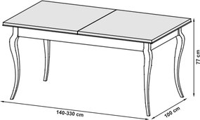 Masă lemn masiv Dining Leona Extensibilă 160/240cm - 140/330x100x77cm