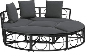 vidaXL Pat de lounge pentru exterior fără baldachin Poly Rattan negru