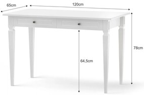 Birou pentru copii Ines alb L120 cm