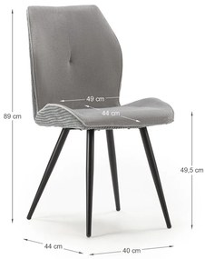 Scaune de dining gri-deschis 2 buc. din catifea reiată Adaya – Marckeric