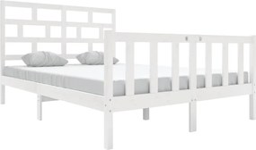 vidaXL Cadru de pat, alb, 120x200 cm, lemn masiv de pin