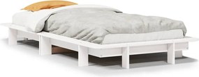 vidaXL Cadru de pat fără saltea, alb, 75x190 cm, lemn masiv de pin