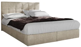 Pat matrimonial Boxspring 140 cm Porto (bej) ( cu saltea și sp. depozitare). 1047302