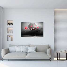 Tabloul cu bile abstracte roșii (90x60 cm)