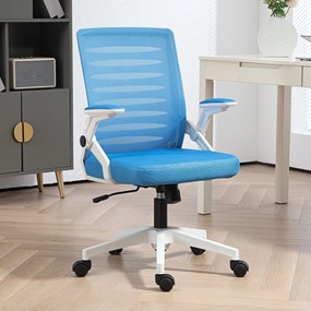 Vinsetto Scaun Ergonomic Reglabil pe Înălțime cu Cotiere de Ridicare, Scaun de Birou Pivotant din Poliester, 54x54x89-99 cm, Albastru | Aosom Romania