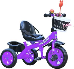 Tricicleta cu pedale pentru copii 2-5 ani, NBW, cos tip rachita cu fundita si cos spate, Mov